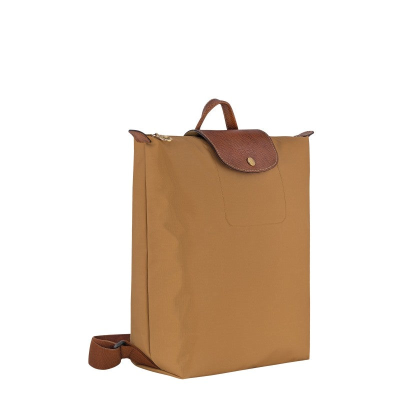 Mochila Longchamp Le Pliage Média Dobrável em Nylon Marrom Ocre/Castanho