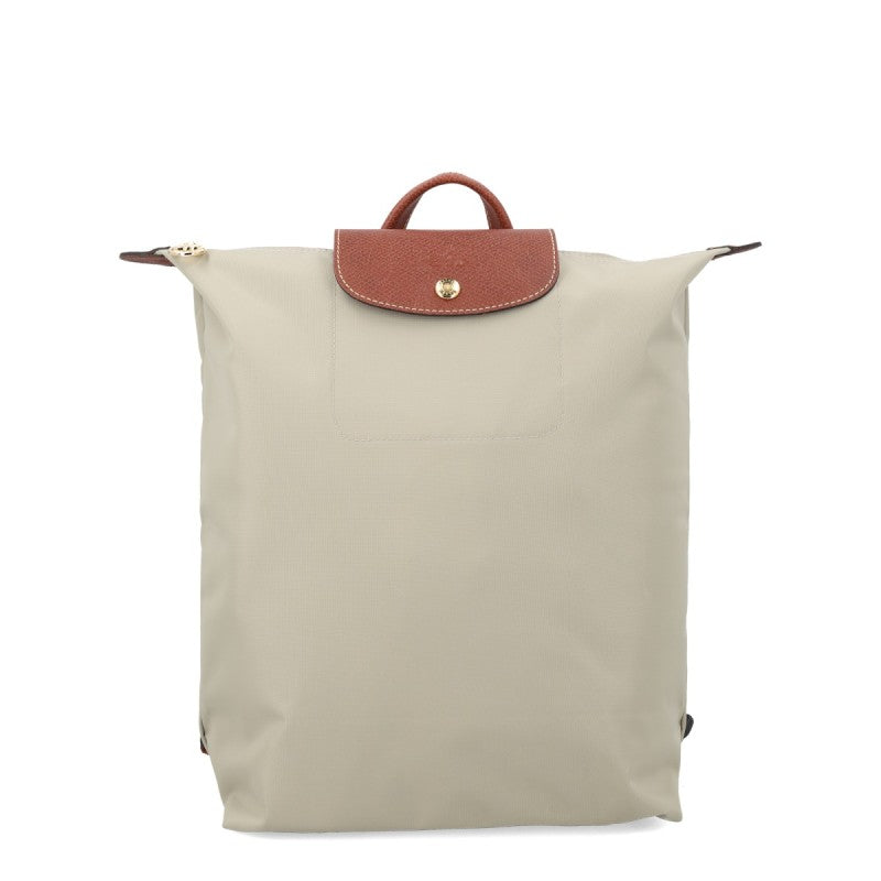 Mochila Longchamp Le Pliage Média Dobrável em Nylon Branca/Natural