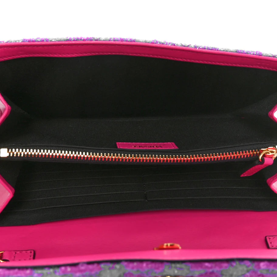 Bolsa de Crossbody Ombro/Transversal Versace em Tweed Média