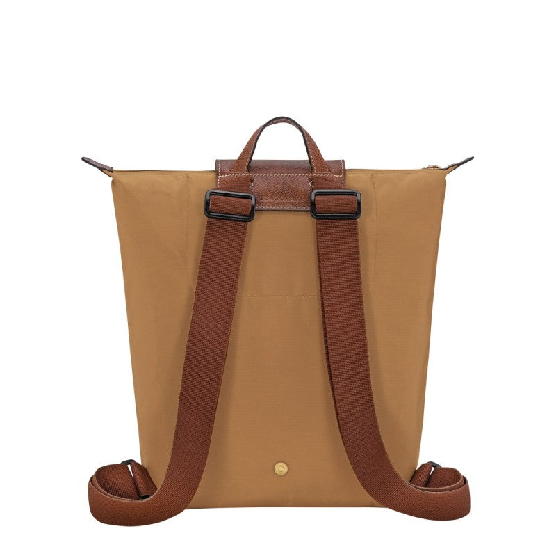 Mochila Longchamp Le Pliage Média Dobrável em Nylon Marrom Ocre/Castanho