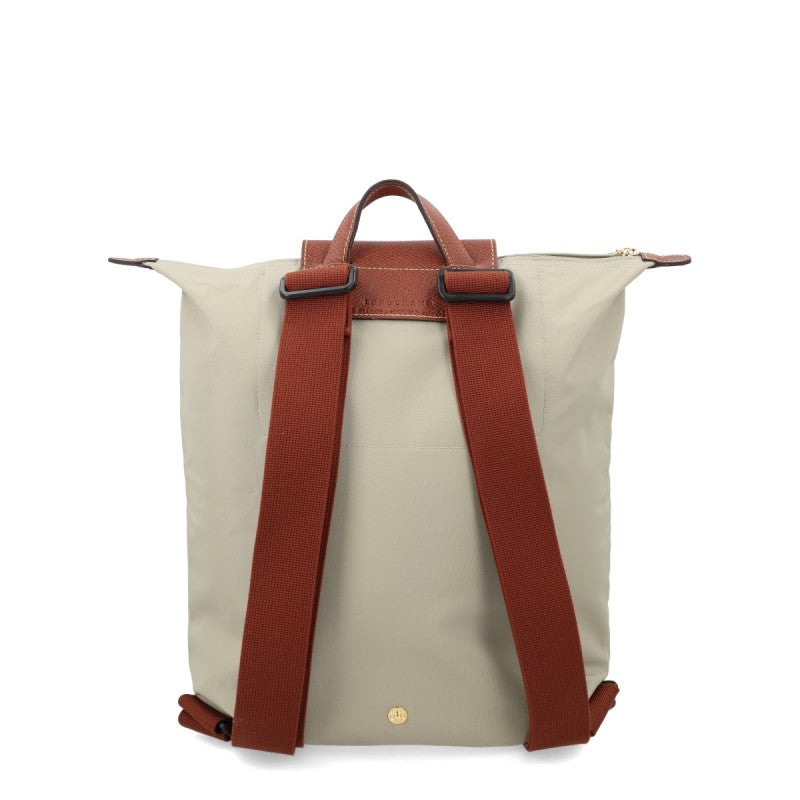 Mochila Longchamp Le Pliage Média Dobrável em Nylon Branca/Natural
